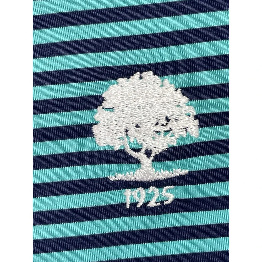 RLX / Woodland Hills CC Mens Sz XL Teal/Blue Stripped Golf Polo Shirt (B41) EUC